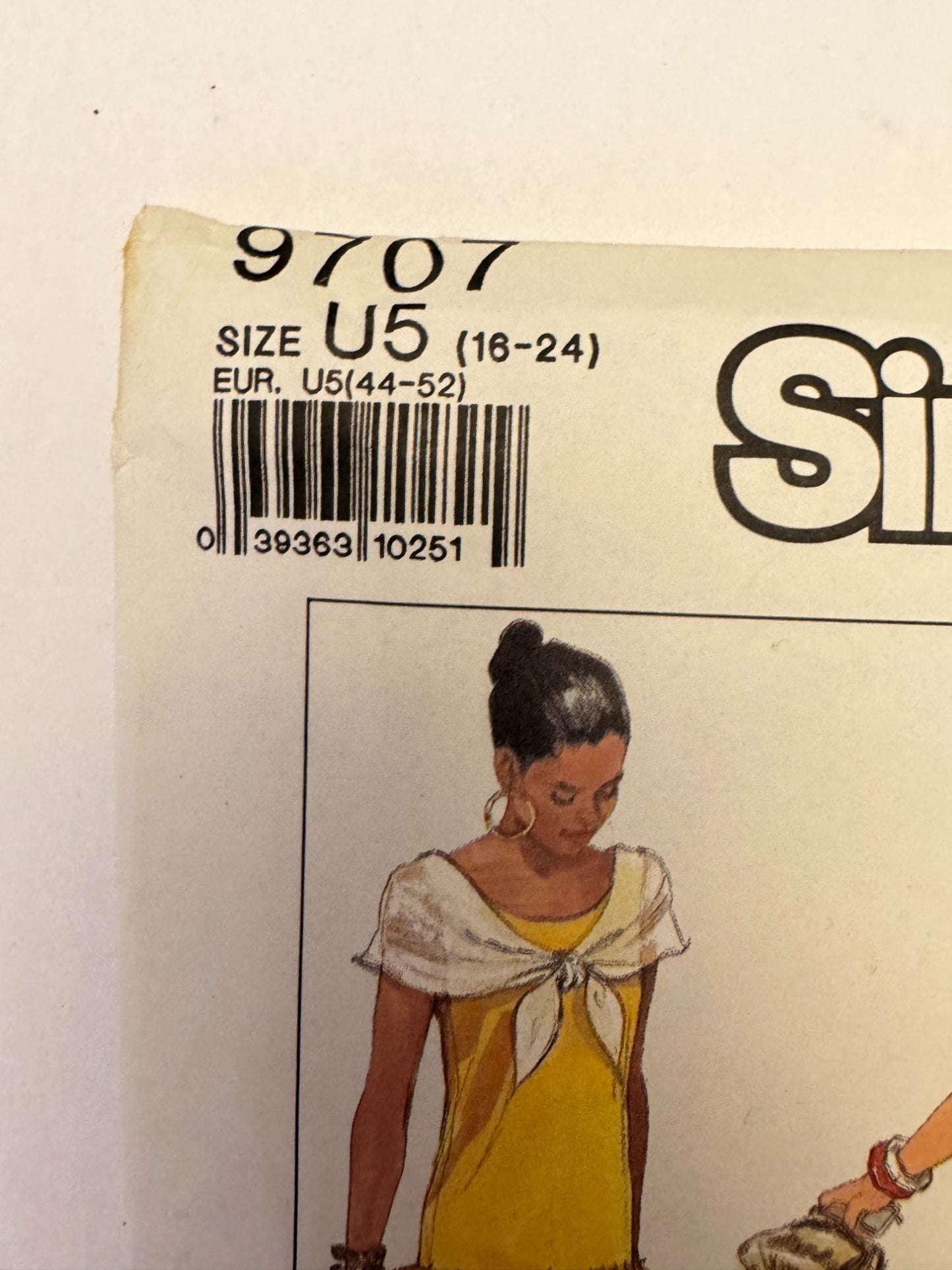 Simplicity Sewing Pattern 9707 Dress Easy Sew Short Sleeve 16-24 Vintage 1990
