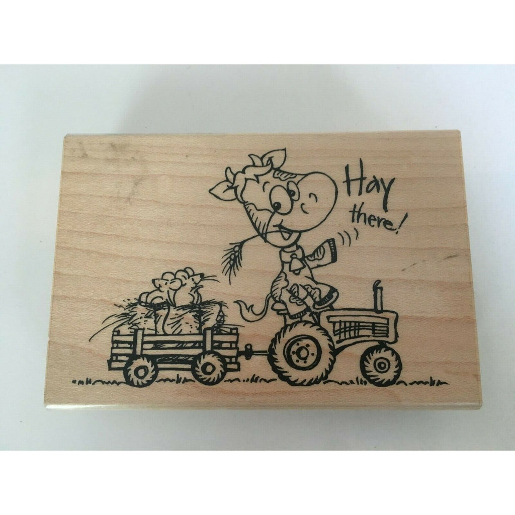 Stampendous Rubber Stamp Cow Farm Cowlik Tractor Hay There Pun Funny Card Making