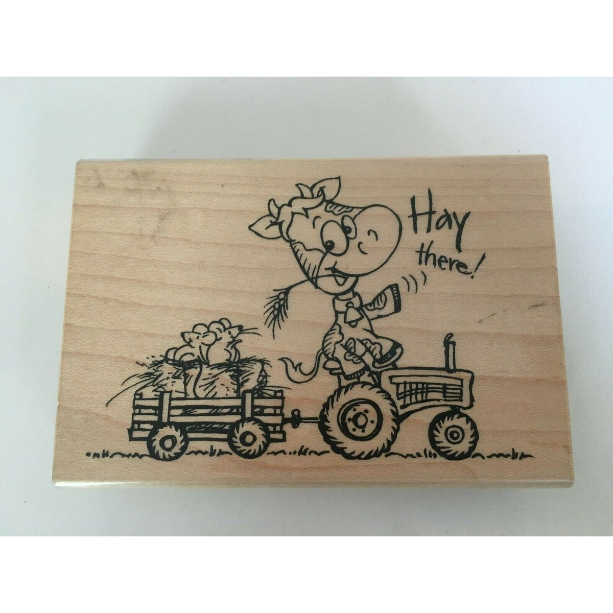 Stampendous Rubber Stamp Cow Farm Cowlik Tractor Hay There Pun Funny Card Making