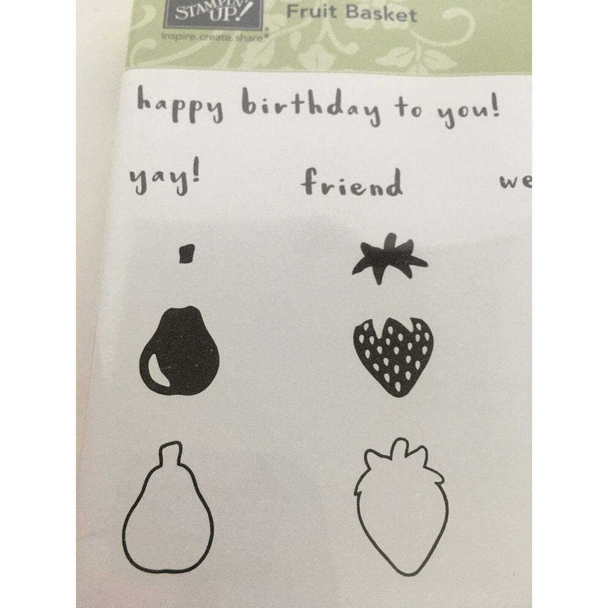 Stampin Up Fruit Basket Acrylic Stamps Food Hello Happy Birthday Friend To From