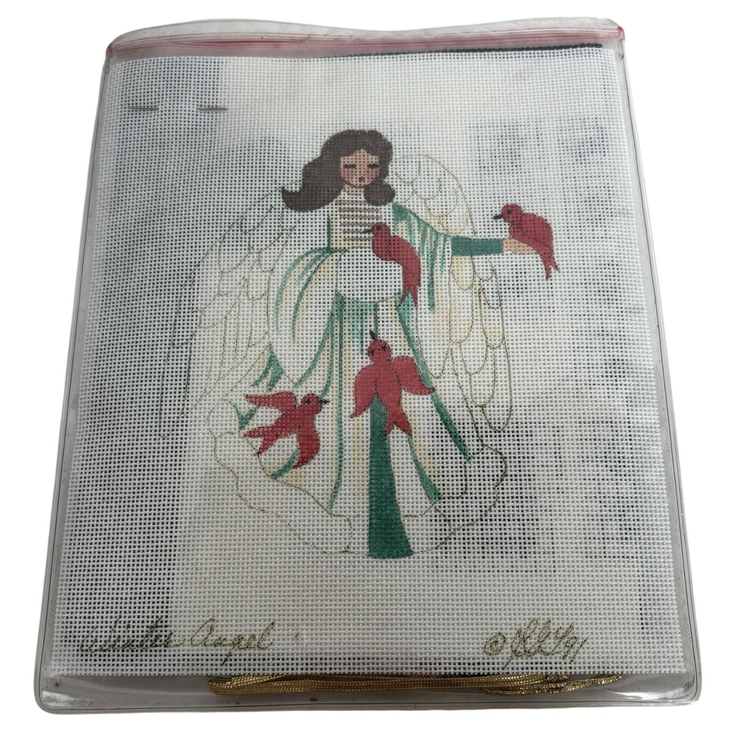Stitchin Stuff Needlepoint Kit Winter Angel 1991 Birds Joan Thomasson Canvas New
