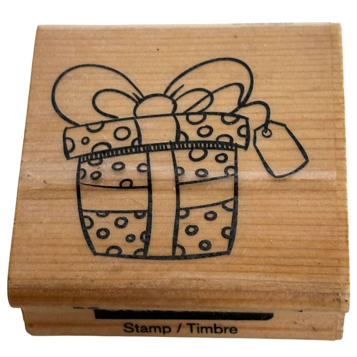 CraftSmart Rubber Stamp Gift Present Polka Dot Christmas Gift Tag Card Making