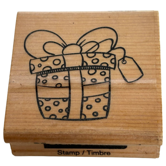 CraftSmart Rubber Stamp Gift Present Polka Dot Christmas Gift Tag Card Making