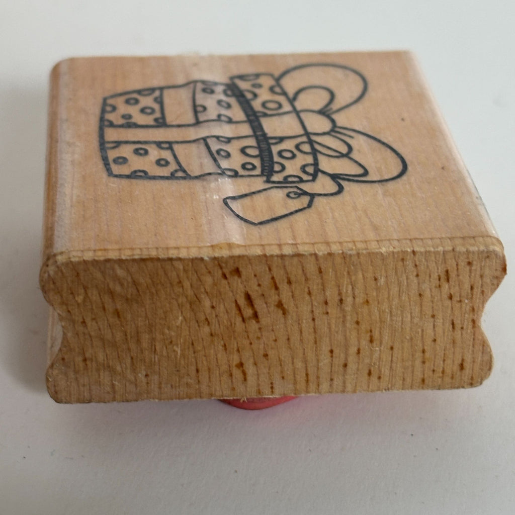 CraftSmart Rubber Stamp Gift Present Polka Dot Christmas Gift Tag Card Making