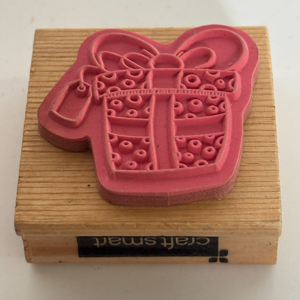 CraftSmart Rubber Stamp Gift Present Polka Dot Christmas Gift Tag Card Making