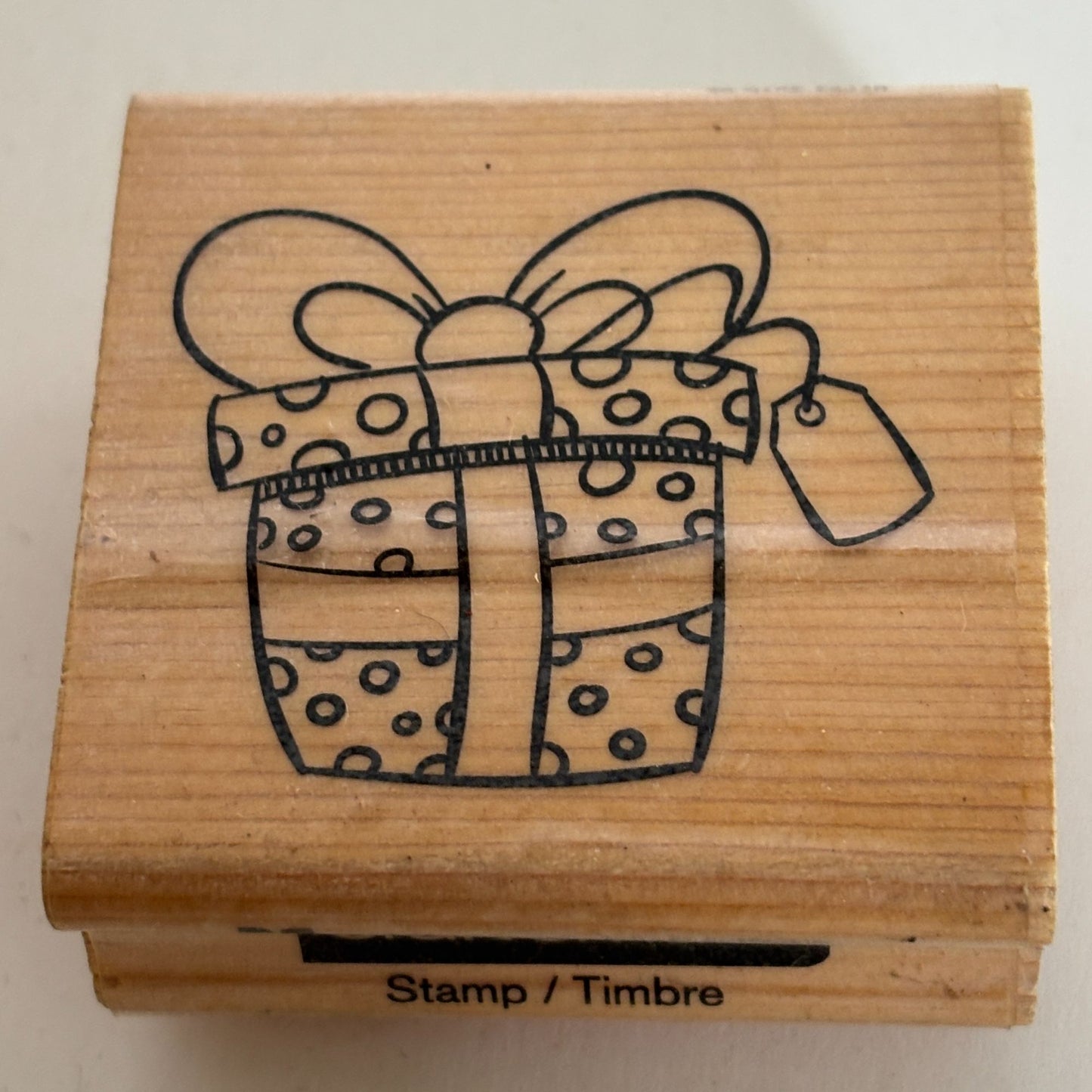 CraftSmart Rubber Stamp Gift Present Polka Dot Christmas Gift Tag Card Making