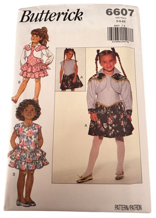 Butterick Sewing Pattern 6607 Girls Jacket Dress Easy Spring Girls 5 6 6X Uncut