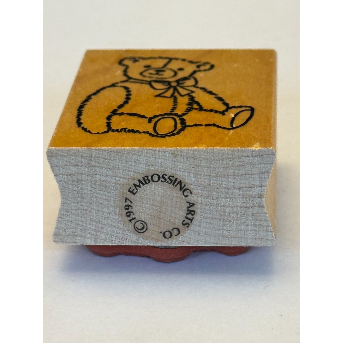 Embossing Arts Rubber Stamp Teddy Bear Toy Bow Card Making Craft Wood Mounted