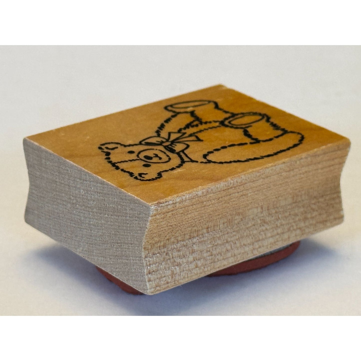 Embossing Arts Rubber Stamp Teddy Bear Toy Bow Card Making Craft Wood Mounted