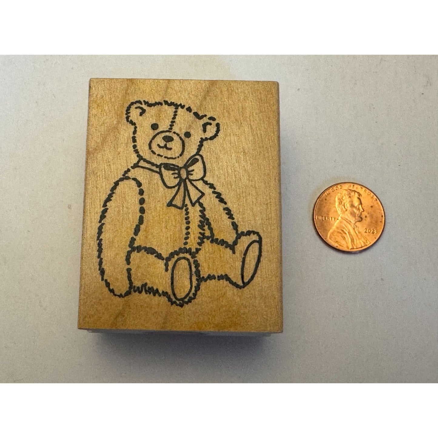 Embossing Arts Rubber Stamp Teddy Bear Toy Bow Card Making Craft Wood Mounted