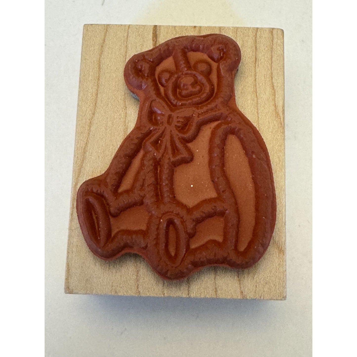 Embossing Arts Rubber Stamp Teddy Bear Toy Bow Card Making Craft Wood Mounted