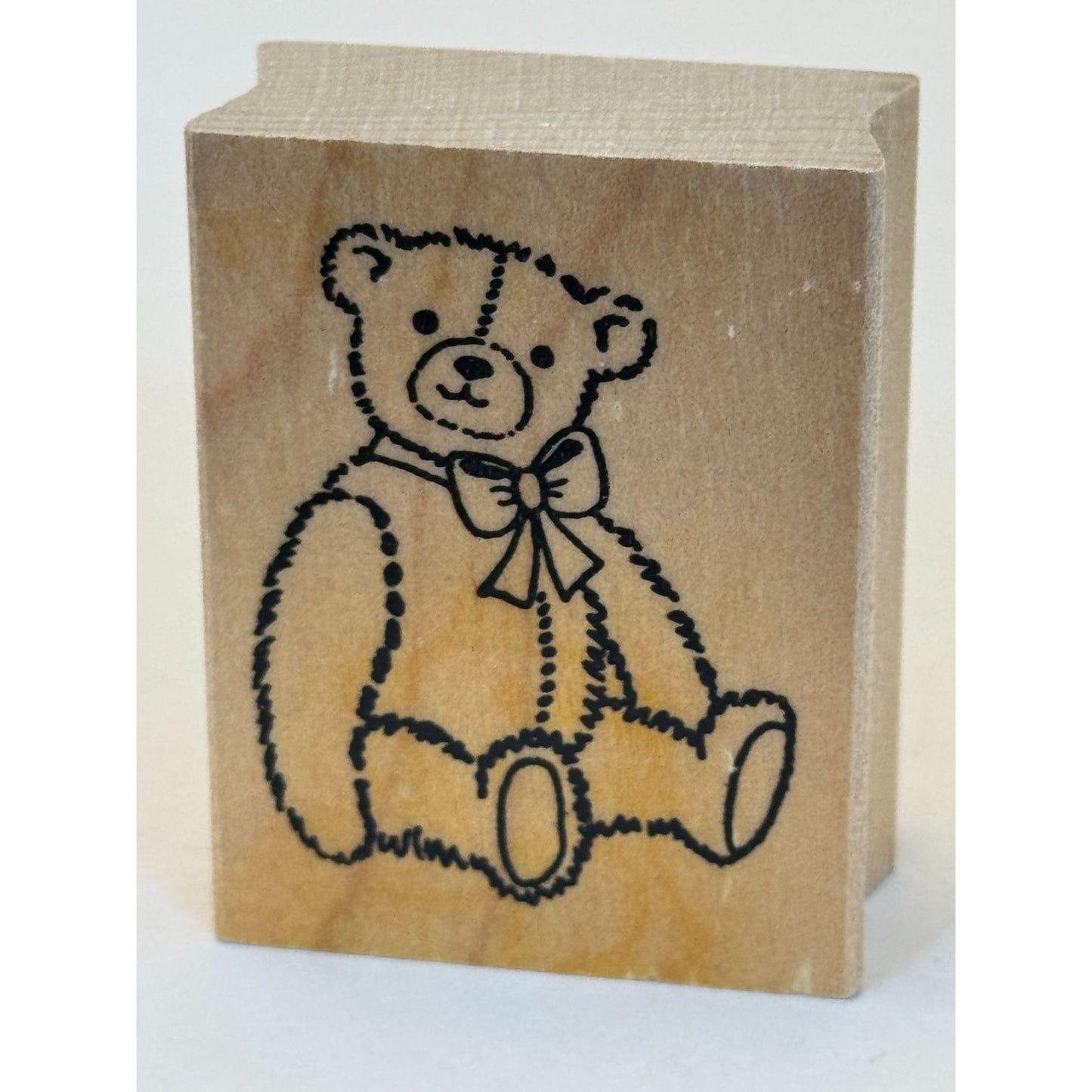 Embossing Arts Rubber Stamp Teddy Bear Toy Bow Card Making Craft Wood Mounted