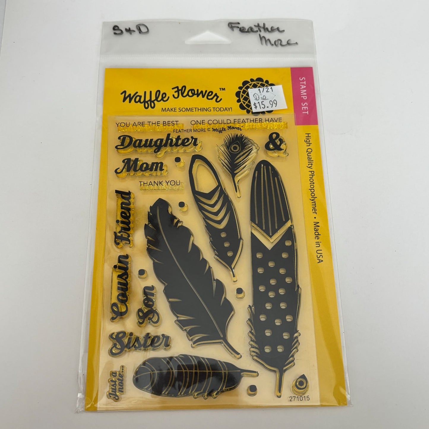 Waffle Flower Clear Stamp Die Set Feather More Pun Mothers Day Cardmaking Sister
