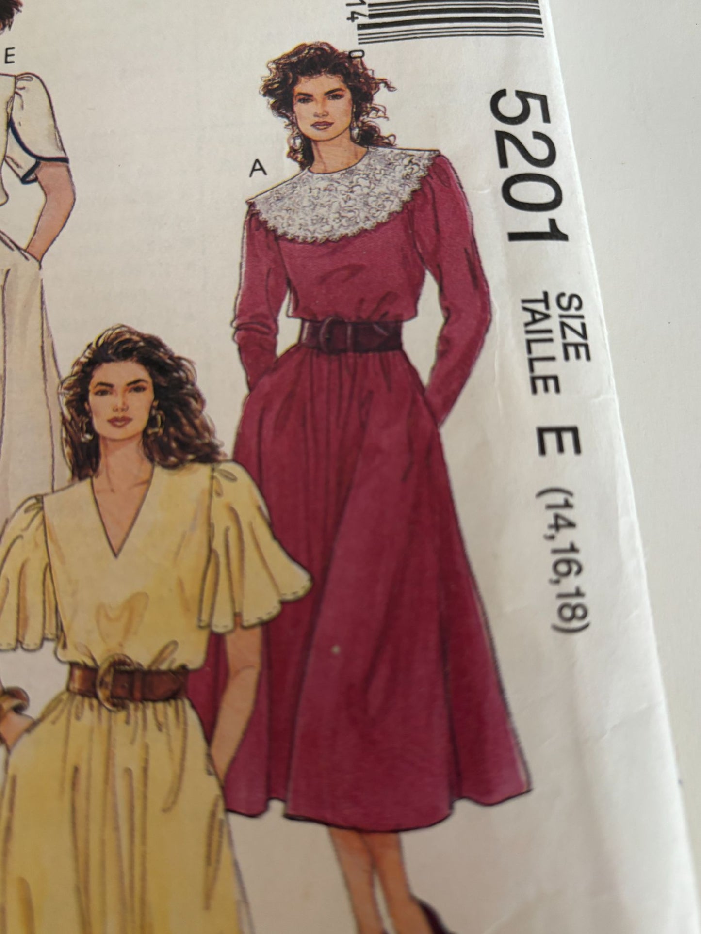 McCalls Sewing Pattern 5201 Dress Collar Variation Fashion Basics 14 16 18 Uncut