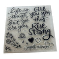 CTMH My Acrylix Acrylic Stamp Set Rise Strong Life is Tough but so are you Heart
