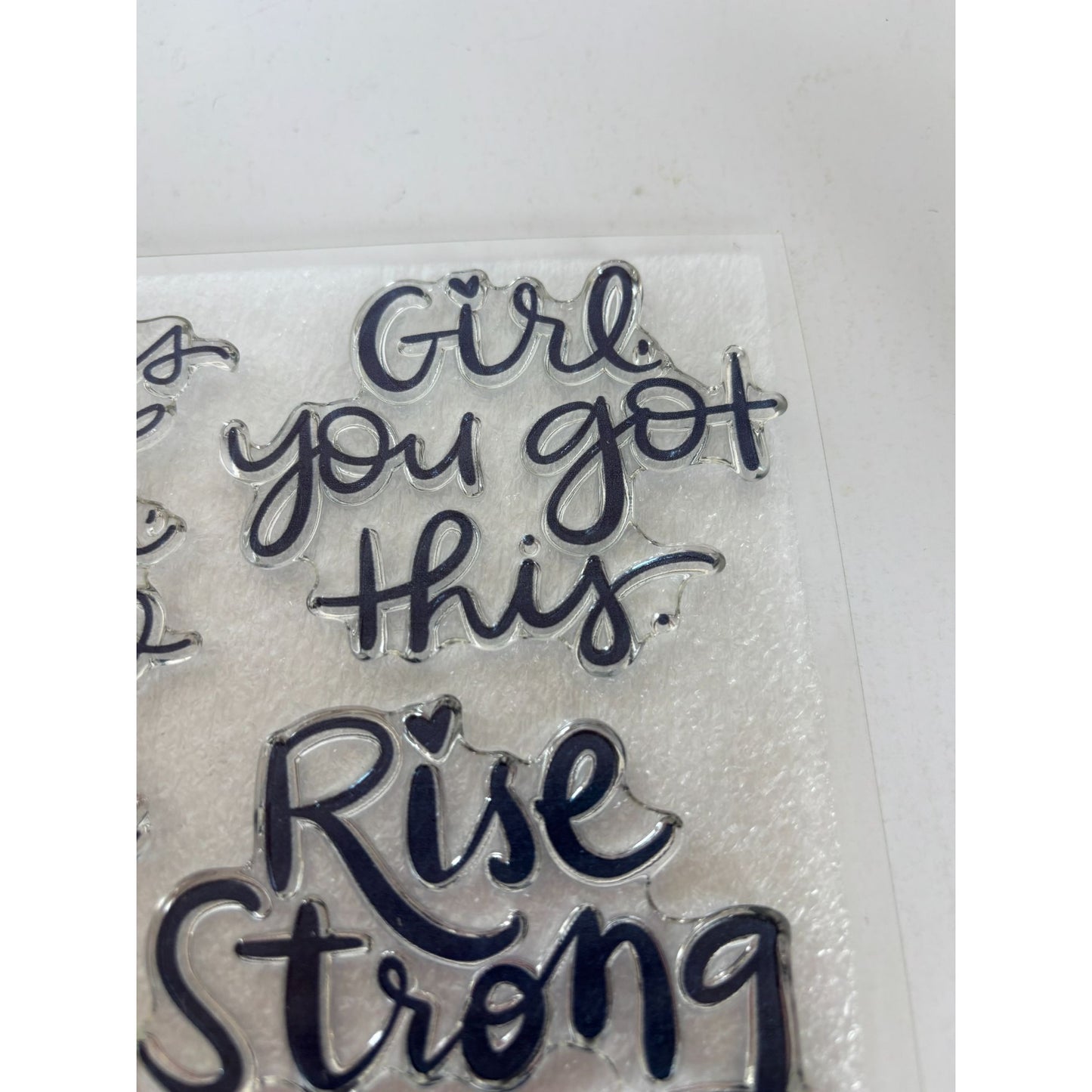 CTMH My Acrylix Acrylic Stamp Set Rise Strong Life is Tough but so are you Heart