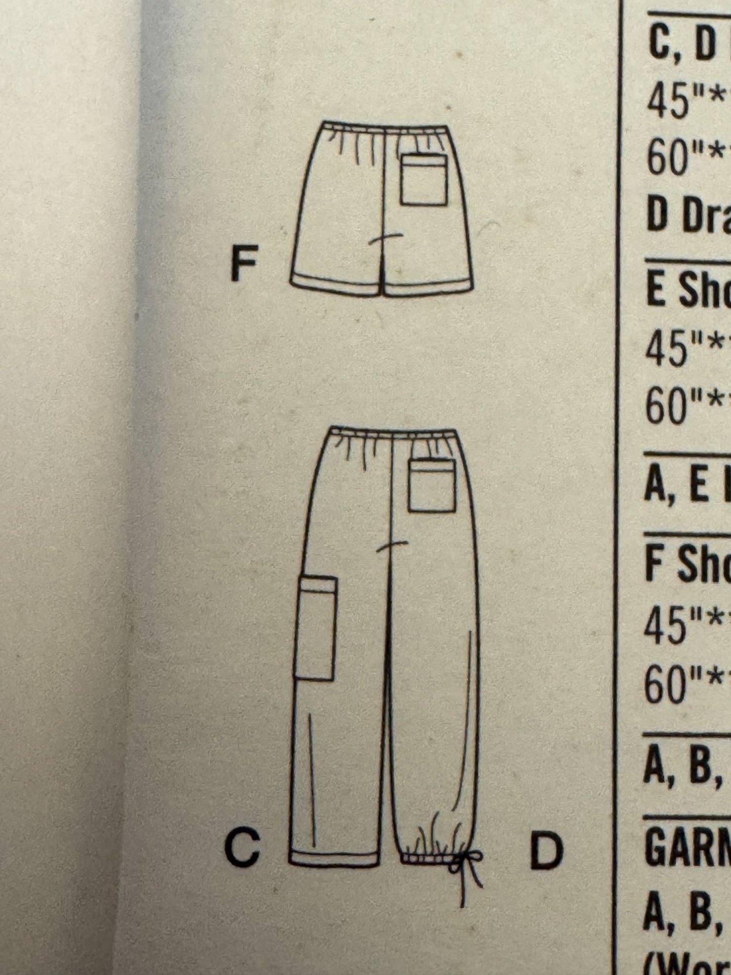 Simplicity Sewing Pattern 5562 Drawstring Pants Shorts Cargo Pockets Easy 14-20