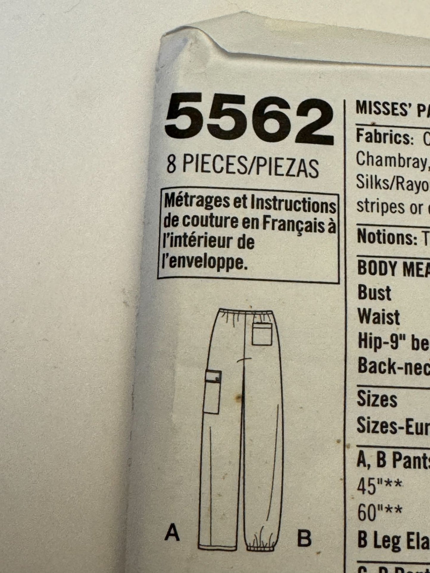 Simplicity Sewing Pattern 5562 Drawstring Pants Shorts Cargo Pockets Easy 14-20