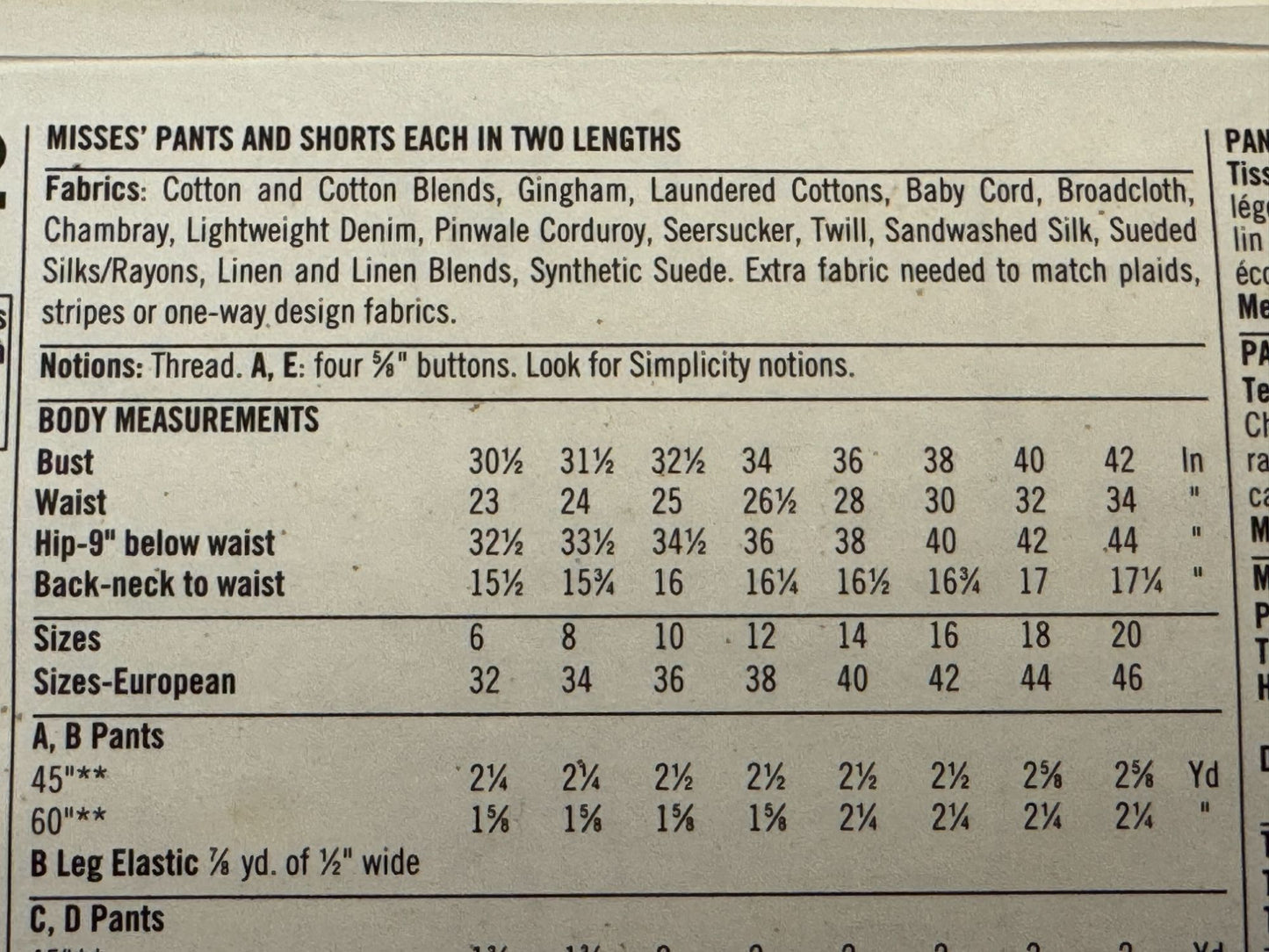 Simplicity Sewing Pattern 5562 Drawstring Pants Shorts Cargo Pockets Easy 14-20