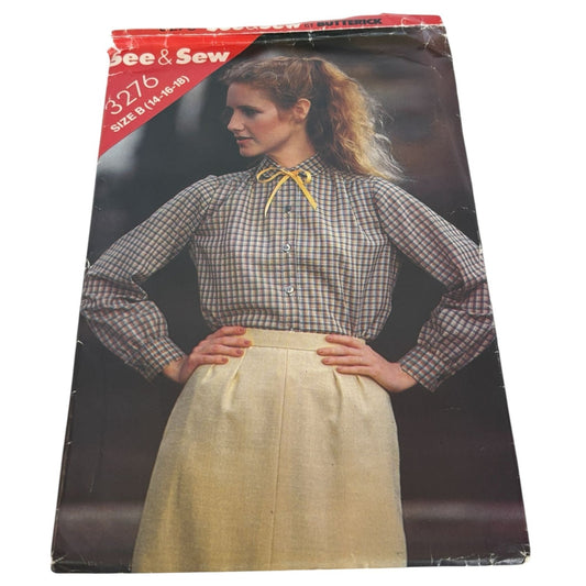 Butterick See and Sew Sewing Pattern 3276 Misses Blouse Top Shirt 14 16 18 Uncut