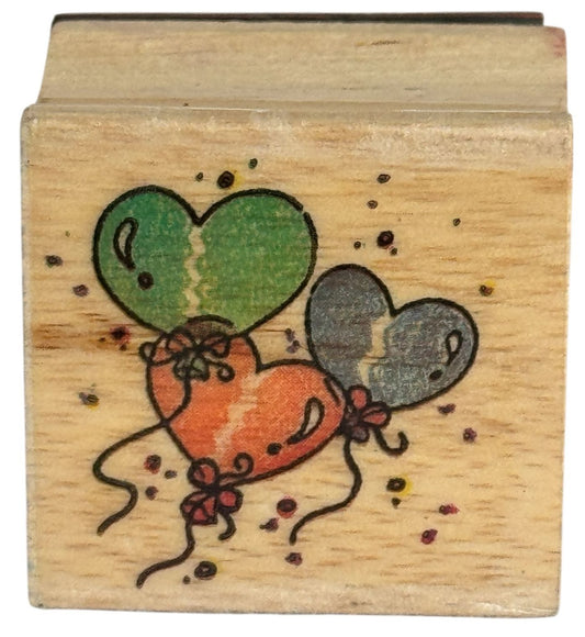 Heart Shaped Balloons Rubber Stamp Birthday Confetti Craft Scrapbooking Wooden