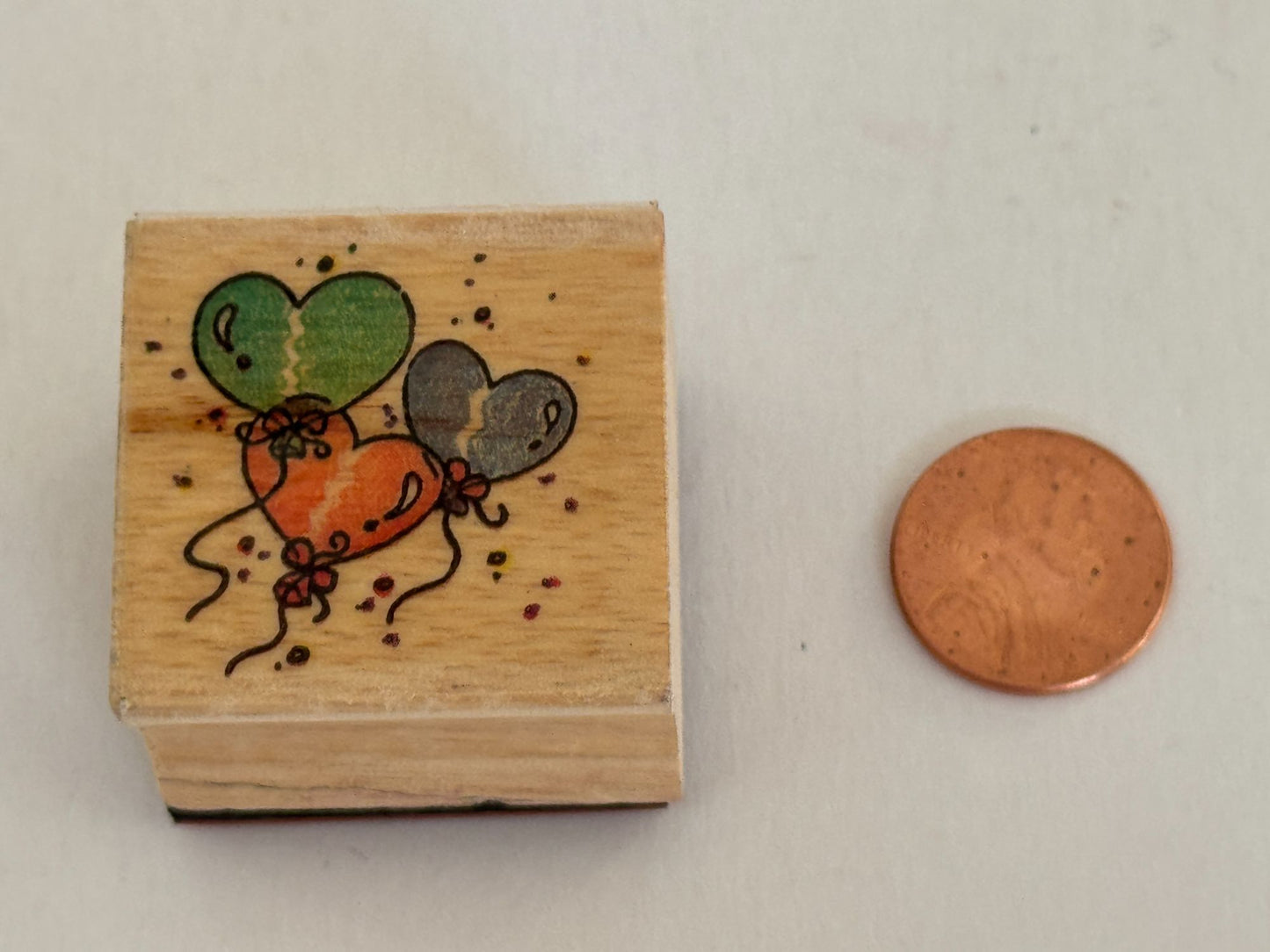 Heart Shaped Balloons Rubber Stamp Birthday Confetti Craft Scrapbooking Wooden