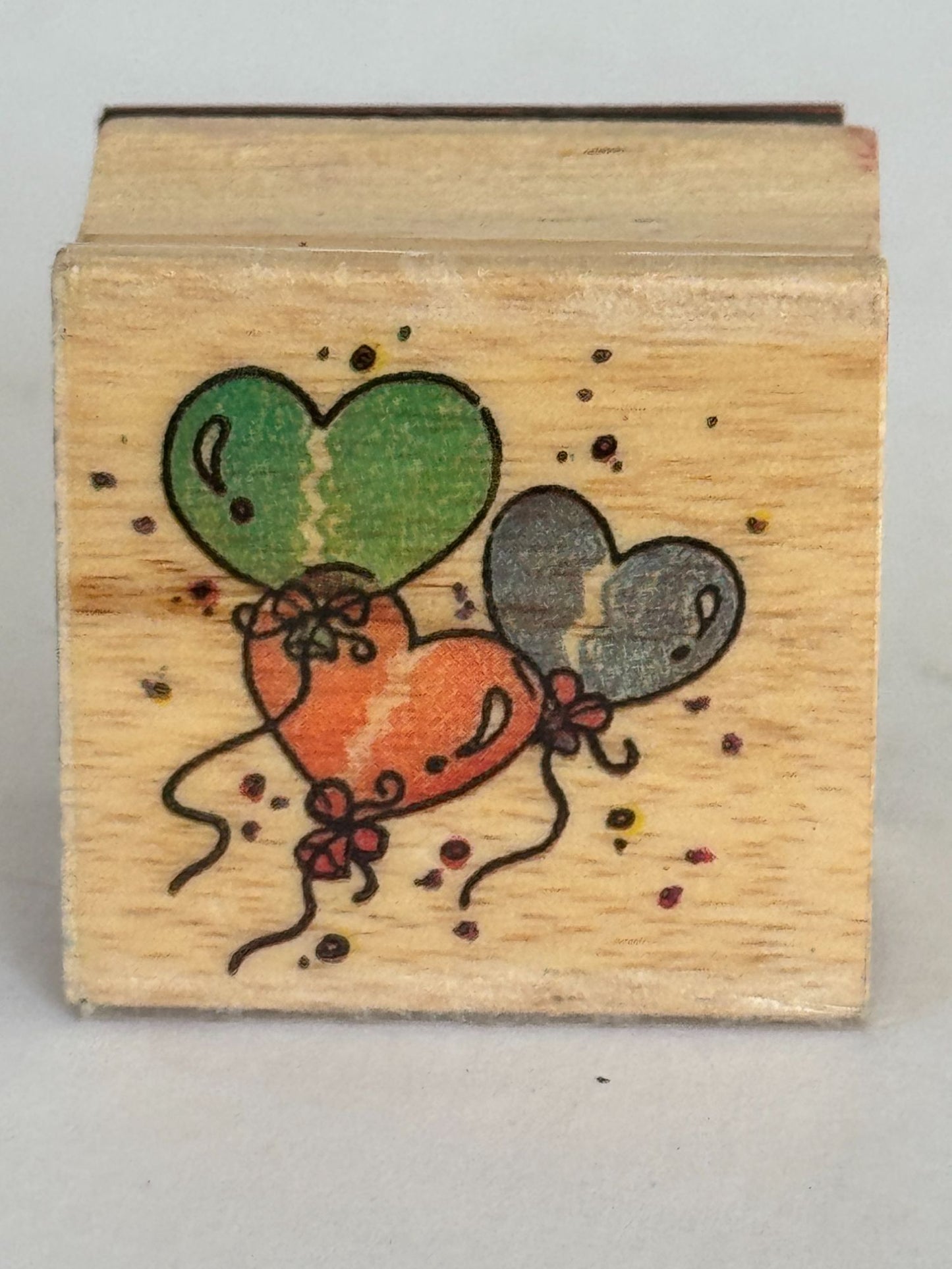 Heart Shaped Balloons Rubber Stamp Birthday Confetti Craft Scrapbooking Wooden