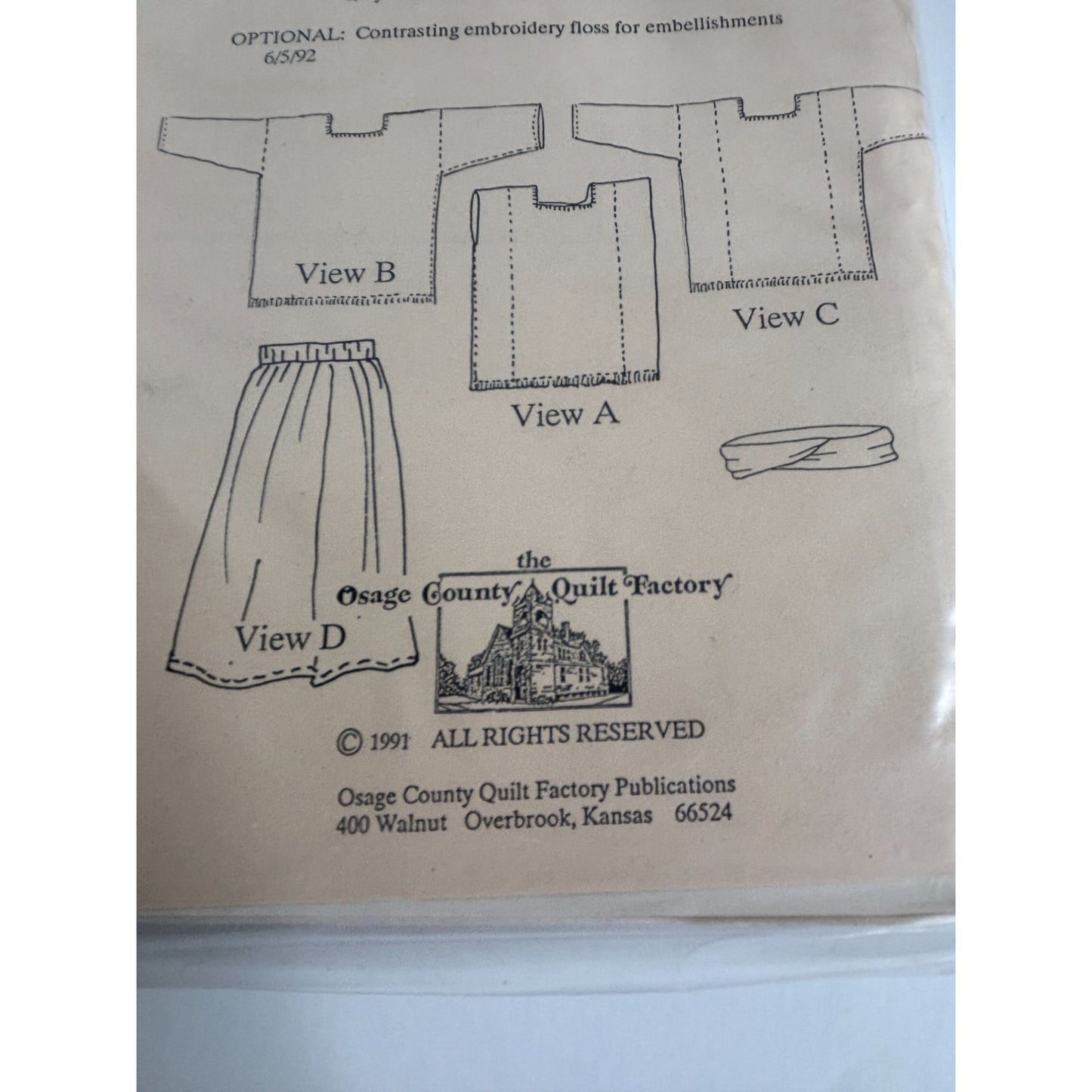 Osage County Quilt Factory Sewing Pattern Ethnic Origins Skirt Shirt 10 12 14 UC
