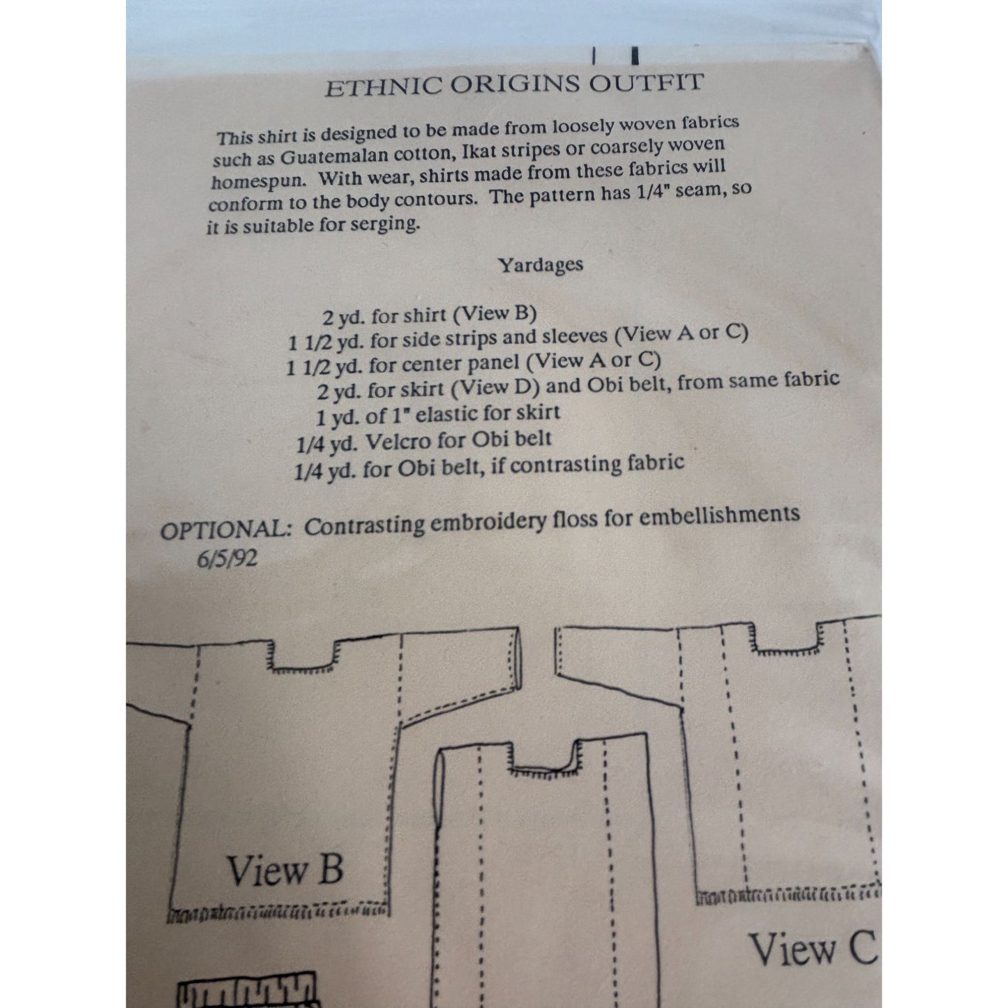 Osage County Quilt Factory Sewing Pattern Ethnic Origins Skirt Shirt 10 12 14 UC