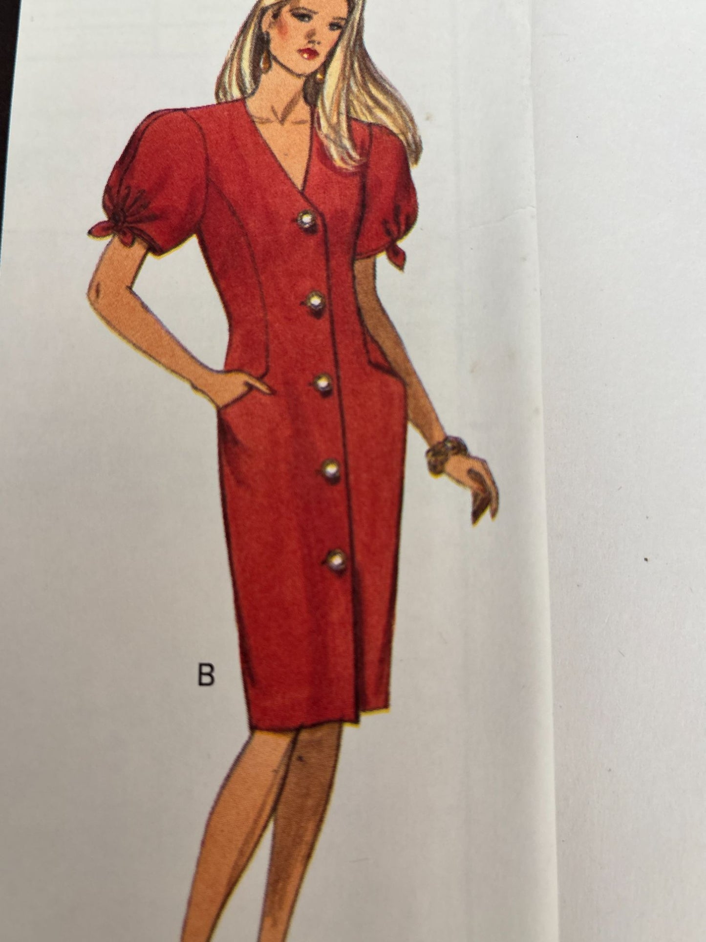 Butterick Sewing Pattern 6637 Dress Puff Sleeve Princess Seam 12 14 16 1990s UC