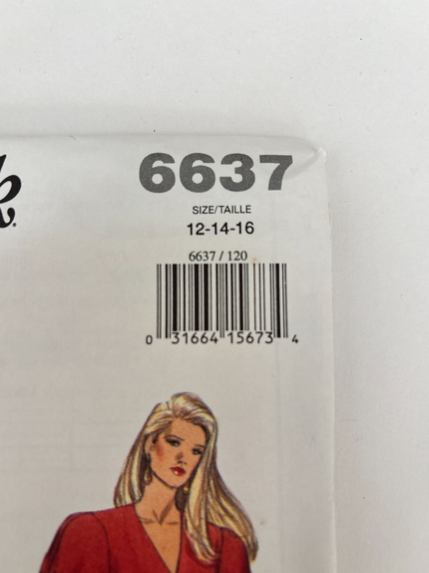 Butterick Sewing Pattern 6637 Dress Puff Sleeve Princess Seam 12 14 16 1990s UC