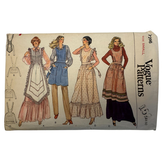 Vogue Sewing Pattern 7256 Prairie Apron Cottagecore 1970s Vintage Size Small Uncut Ruffle