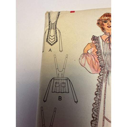 Vogue Sewing Pattern 7256 Prairie Apron Cottagecore 1970s Vintage Size Small Uncut Ruffle