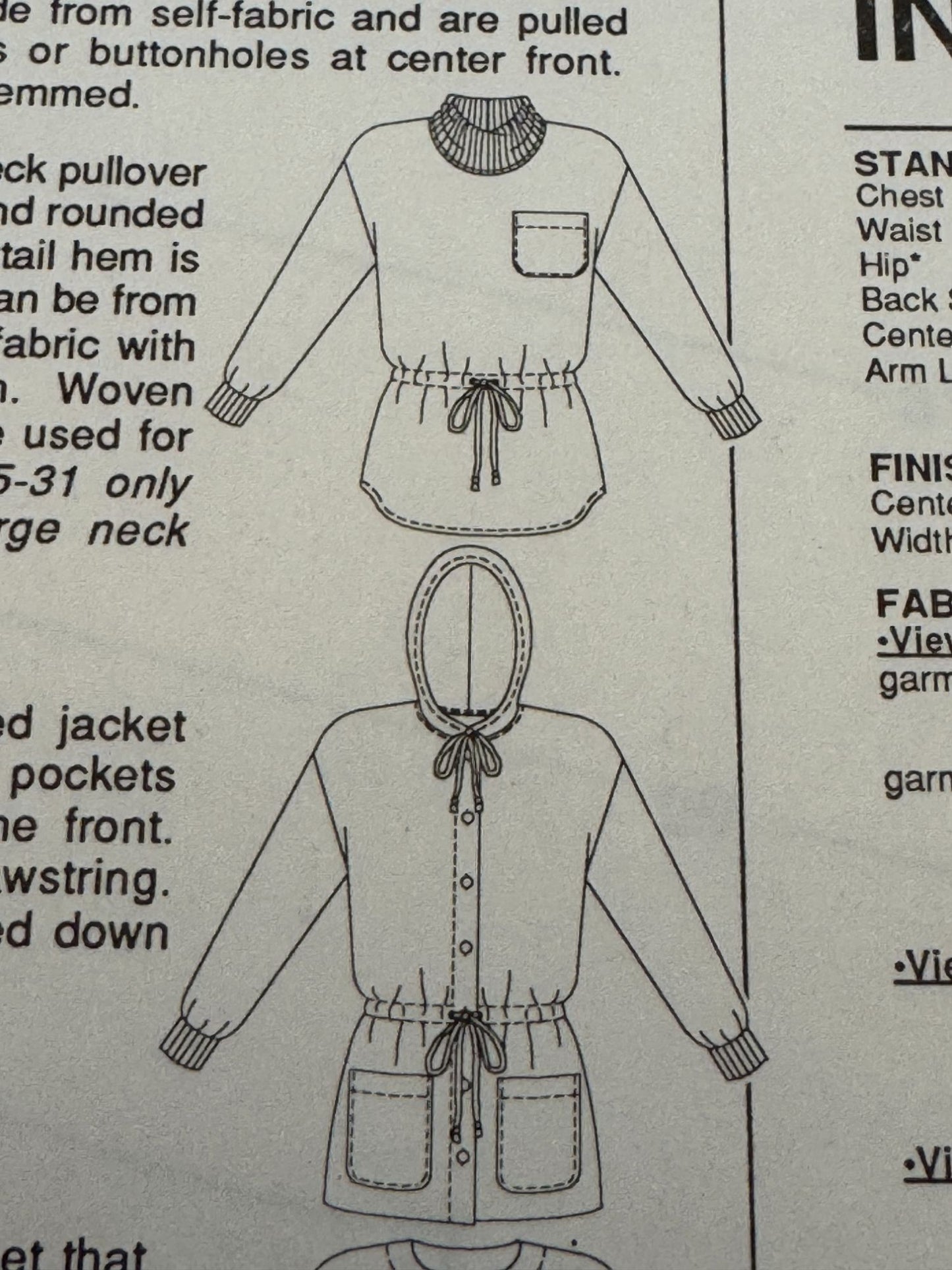 Stretch & Sew Sewing Pattern 999 Childrens Drawstring Bigshirt Shirt Jacket UC