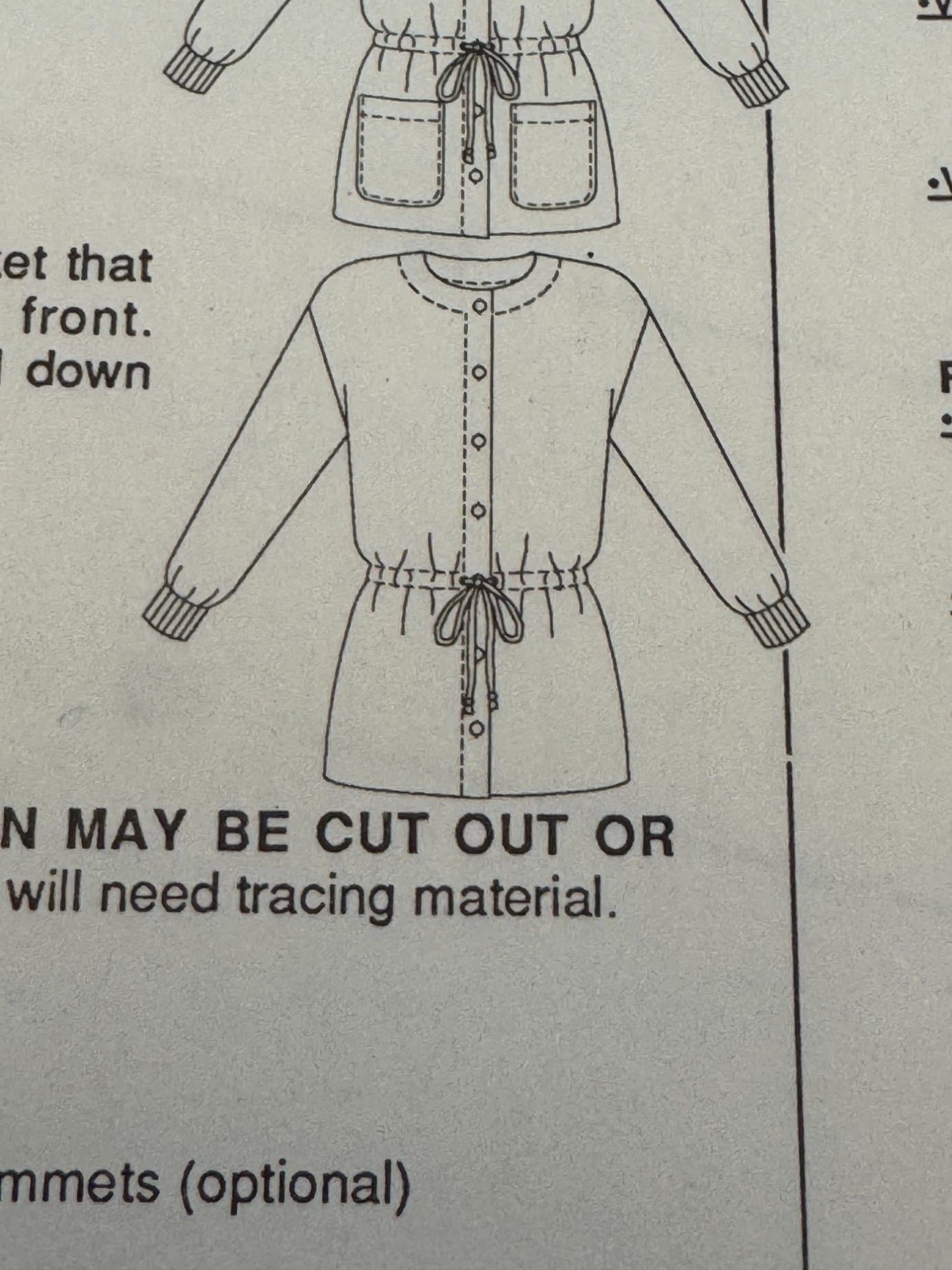 Stretch & Sew Sewing Pattern 999 Childrens Drawstring Bigshirt Shirt Jacket UC