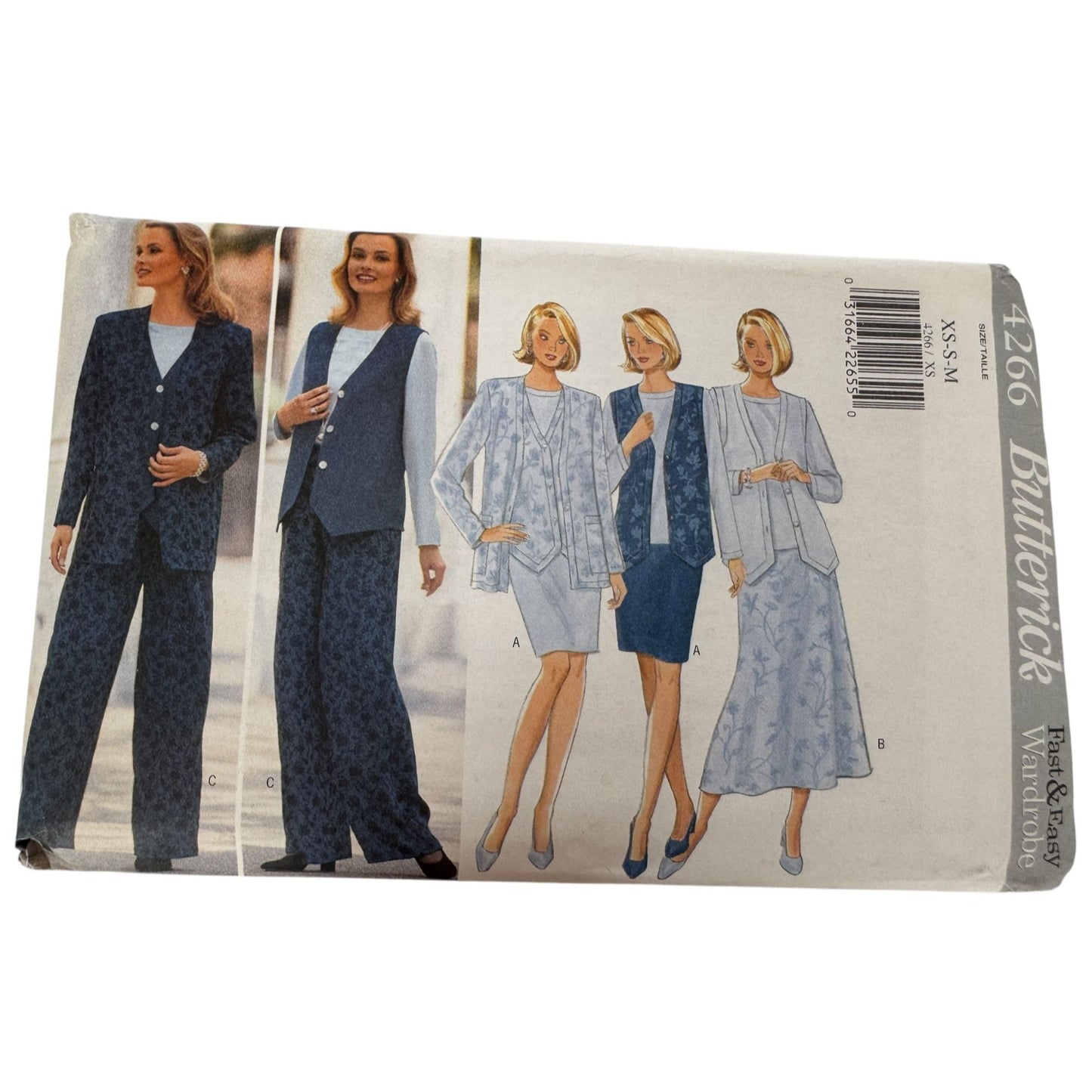 Butterick Sewing Pattern 4266 Capsule Wardrobe Top Skirt Pants Jacket XS S M UC
