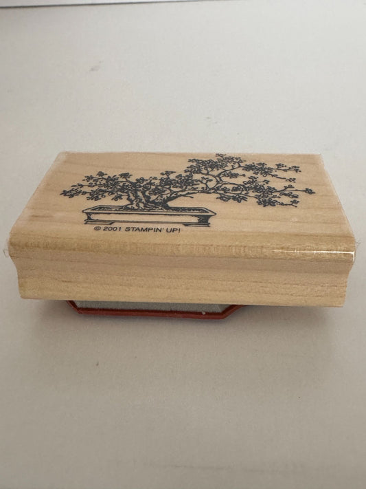 Stampin Up Rubber Stamp Bonsai Tree Asian Plant Cherry Blossom Card Making Craft
