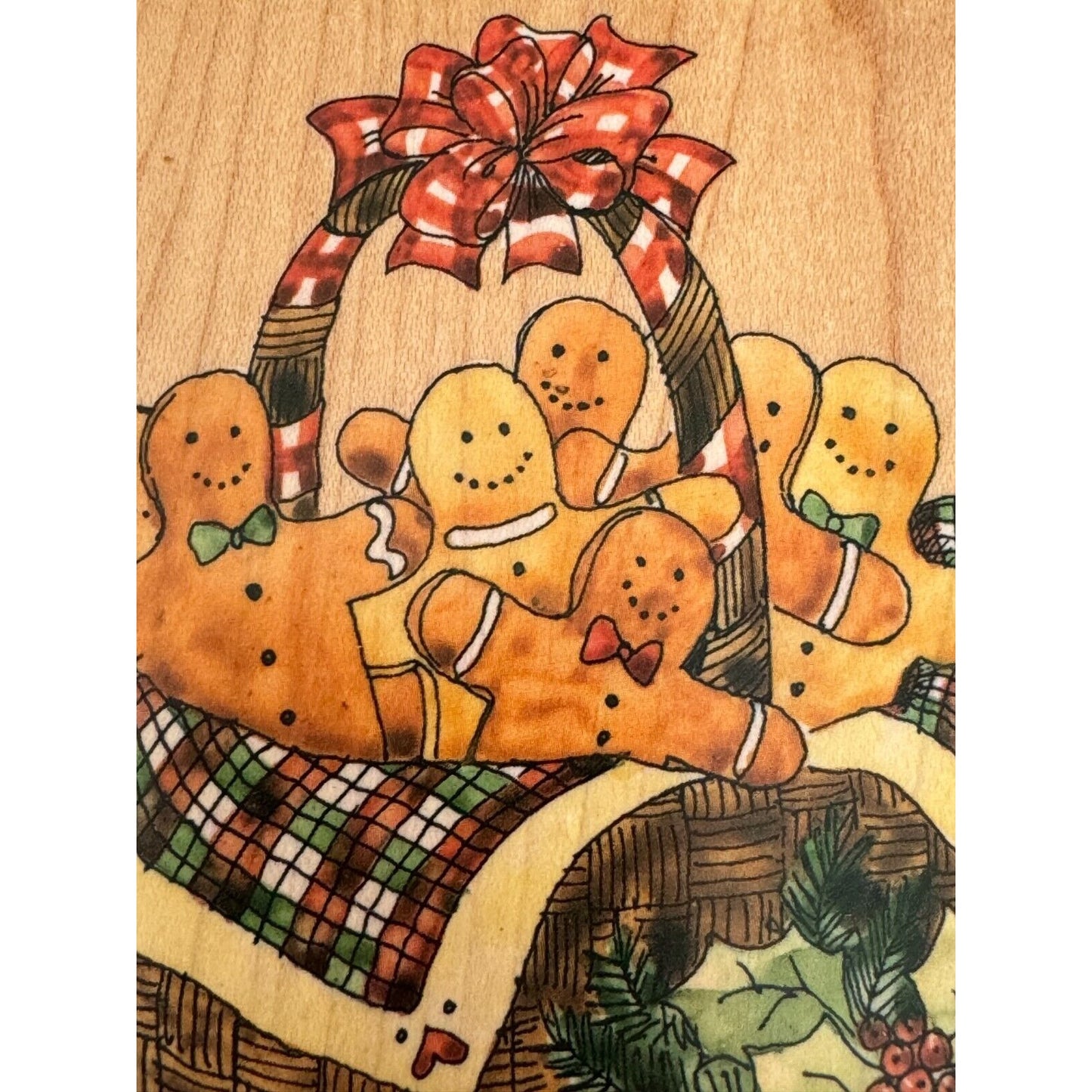 Penny Black Rubber Stamp Gingerbread Basket Christmas Card Holiday Baking Big