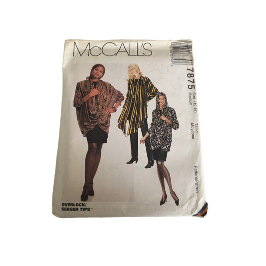 McCalls 7875 Sewing Pattern For Womens Loose-Fit Tunics Size Medium (12-14) Multi-Style Designs