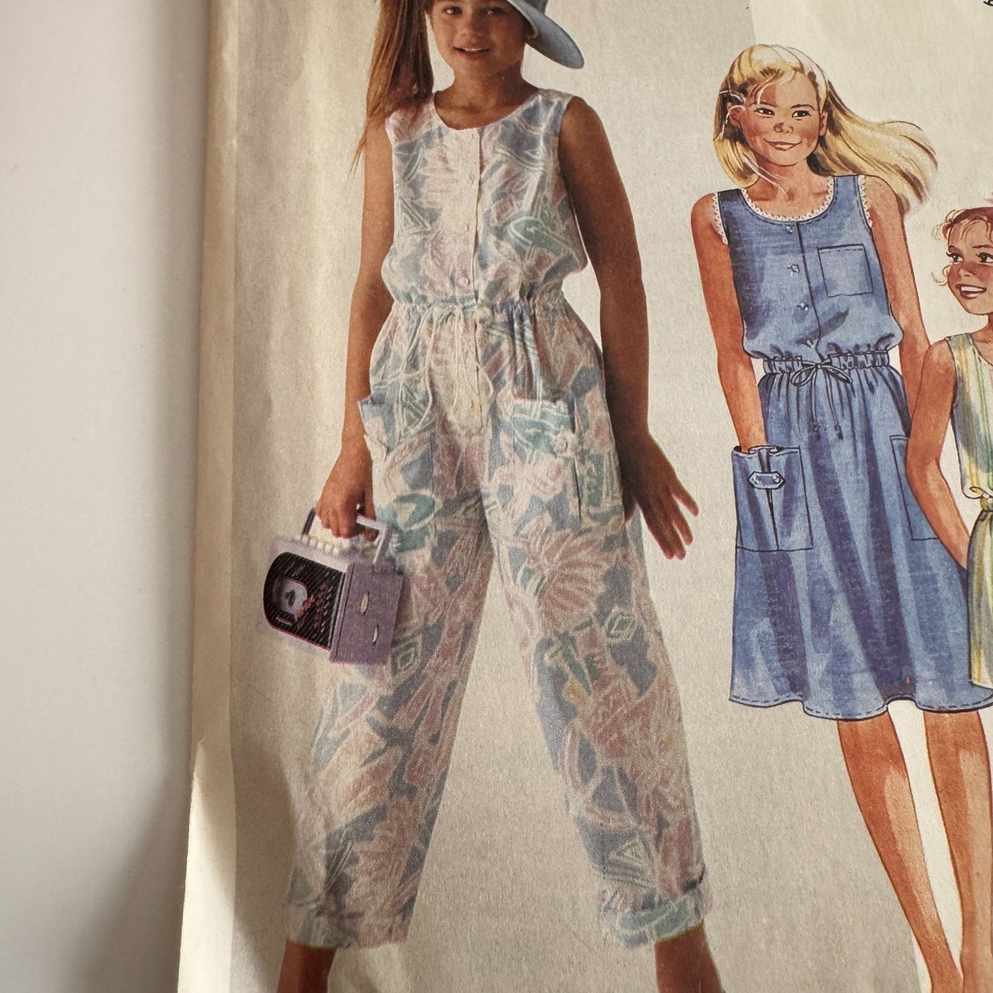 McCalls Sewing Pattern 3614 Sleeveless Dress Jumpsuit Romper Girls Large 1980s