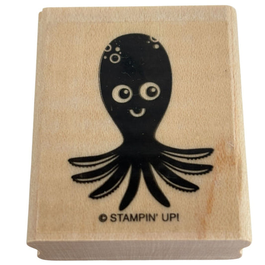 Stampin Up Rubber Stamp Octopus Whimsical Sealife Ocean Animal Card Making Wood