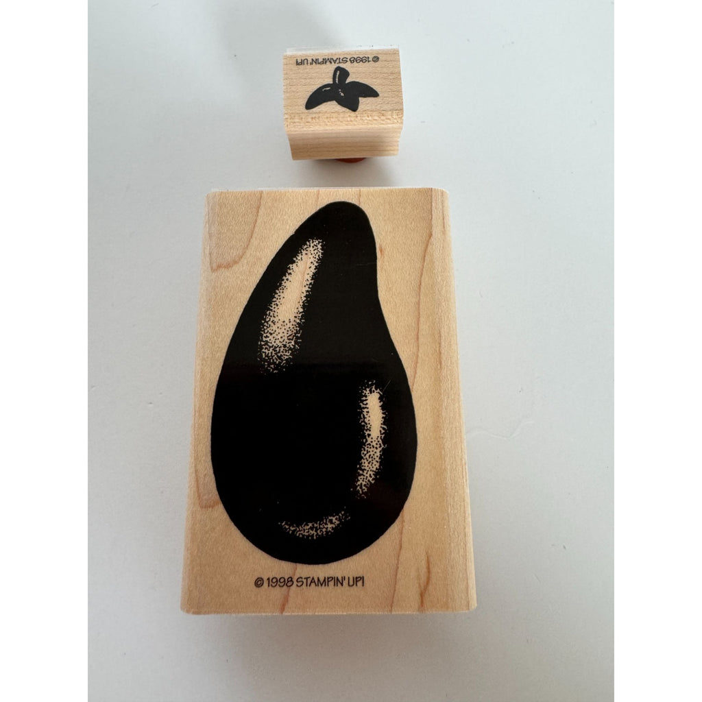 Stampin Up Rubber Stamps Eggplant Stem Vegetable Food Wood Mounted Card Making