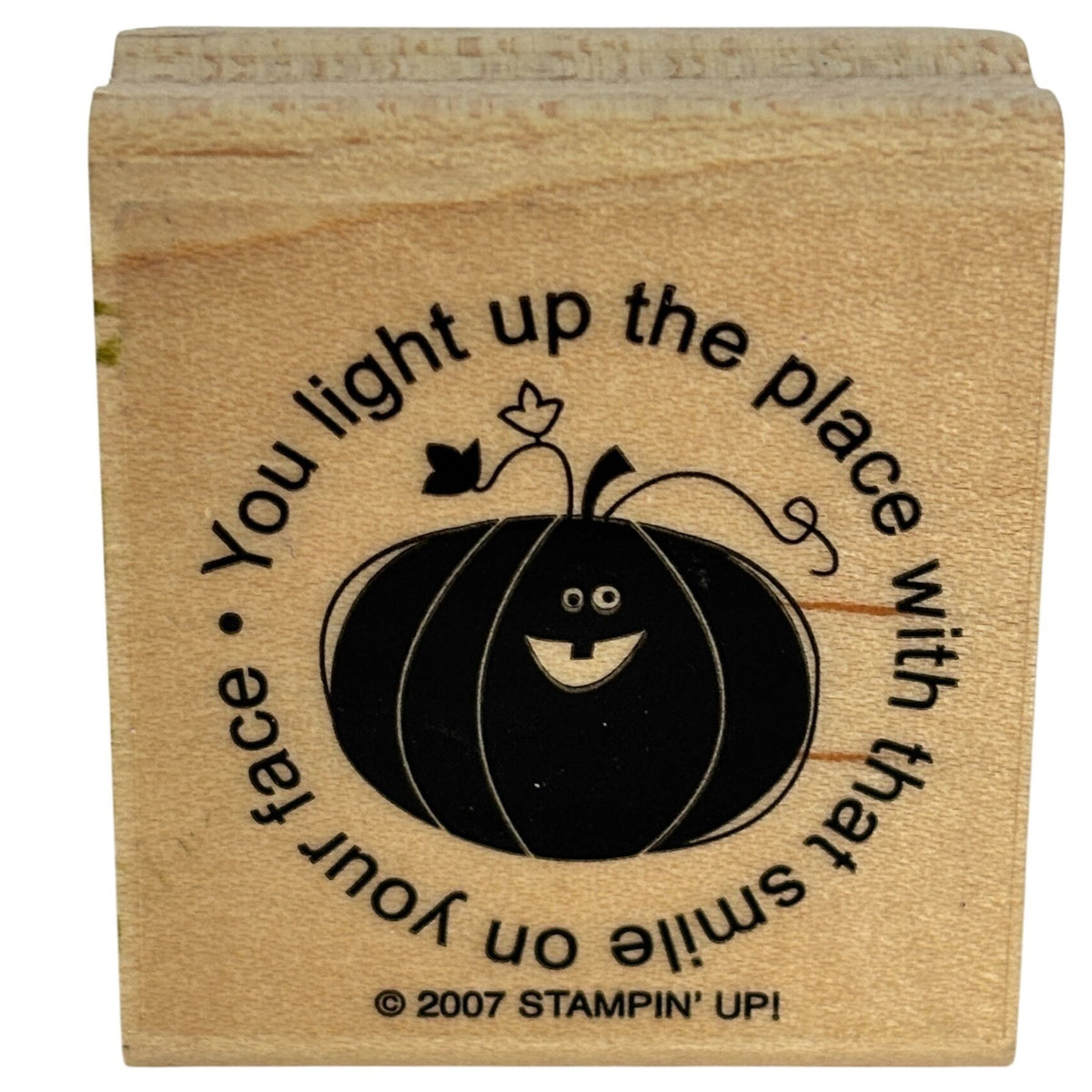 Stampin Up Rubber Stamp Happy Pumpkin With Smiling Face & Sentiment For Card Making