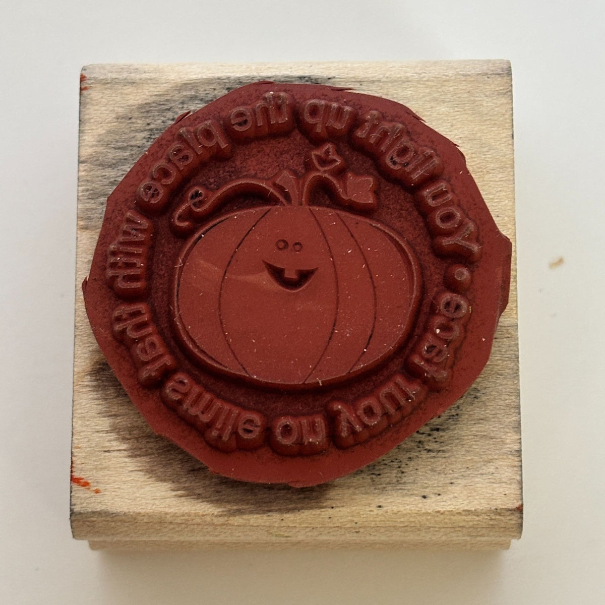 Stampin Up Rubber Stamp Happy Pumpkin With Smiling Face & Sentiment For Card Making
