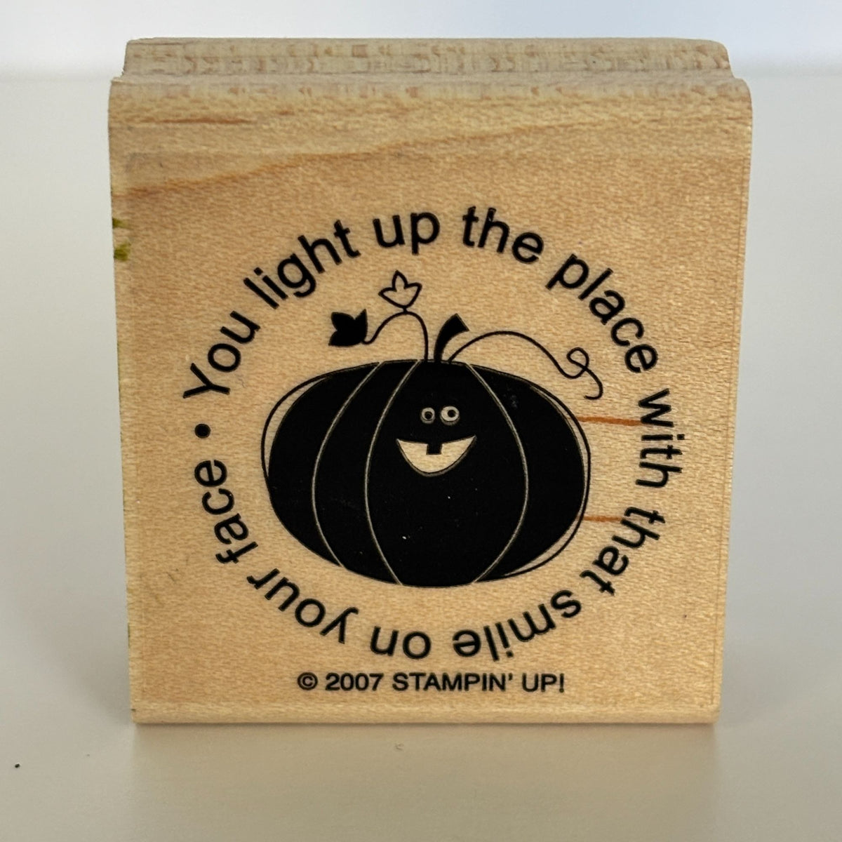 Stampin Up Rubber Stamp Happy Pumpkin With Smiling Face & Sentiment For Card Making