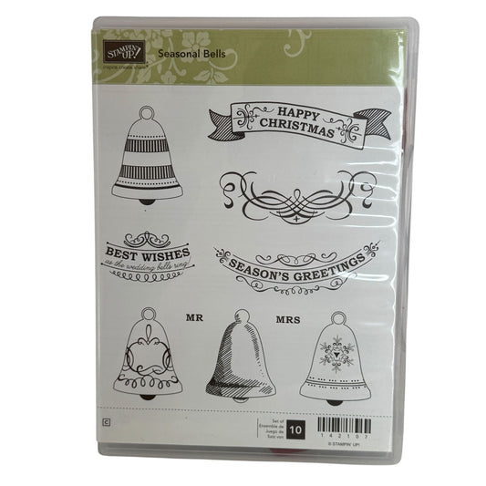 Stampin Up Rubber Stamp Set Seasonal Bells Christmas Wedding Seasons Greetings