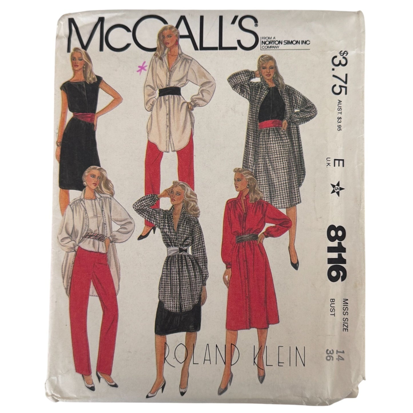 McCalls Sewing Pattern 8116 80s Power Dress Tunic Top Vintage 14 Office Glam Uncut