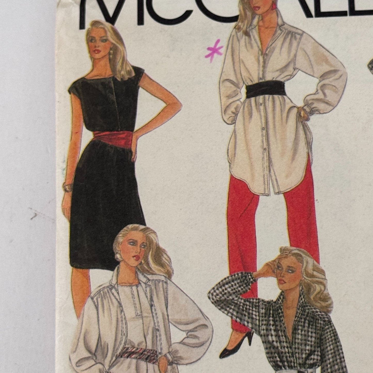 McCalls Sewing Pattern 8116 80s Power Dress Tunic Top Vintage 14 Office Glam Uncut