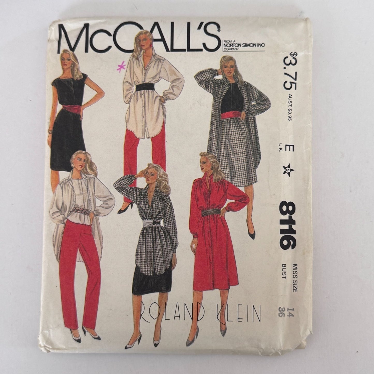 McCalls Sewing Pattern 8116 80s Power Dress Tunic Top Vintage 14 Office Glam Uncut