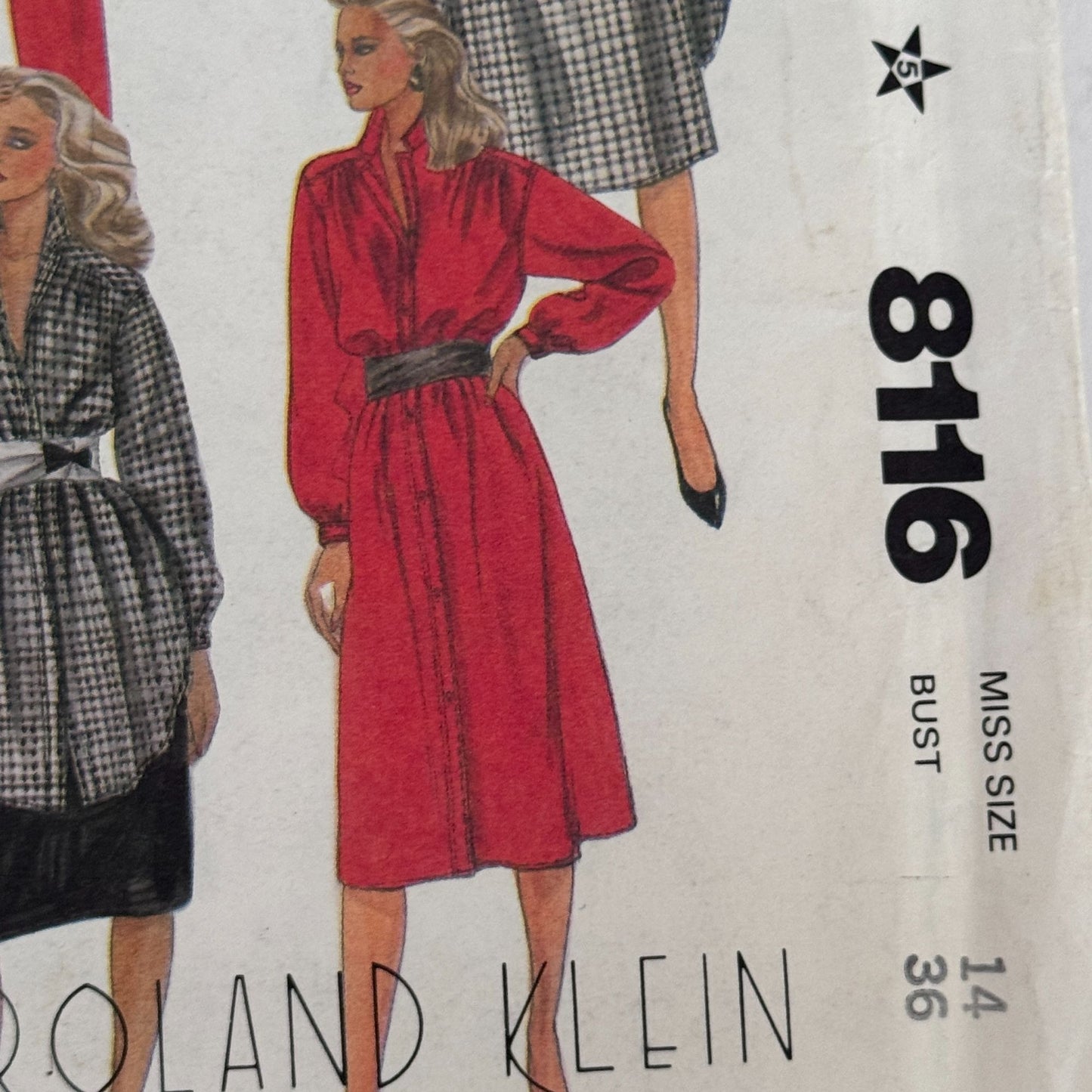 McCalls Sewing Pattern 8116 80s Power Dress Tunic Top Vintage 14 Office Glam Uncut